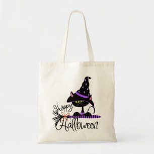 Bolso De Tela ¡Bolso del truco o de la invitación del gato neg