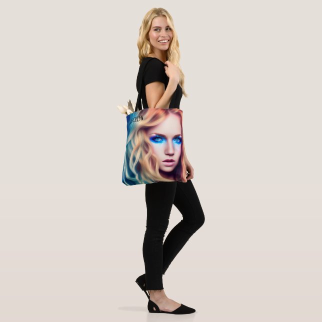 Bolso De Tela Bomba de Ojos Azules Bordeados (Puesto)