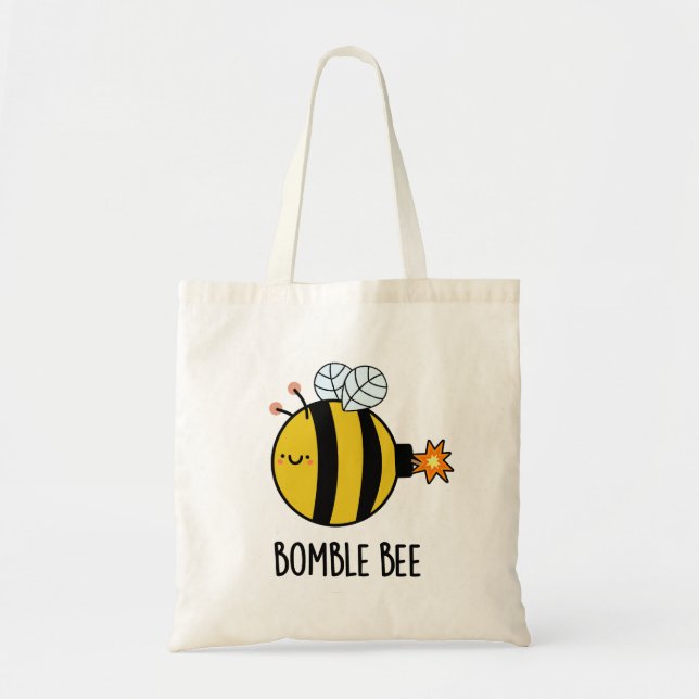 Bolso De Tela Bomble Bee Funny Bumblebee Bomba Pun (Frente)