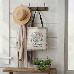 Bolso De Tela Bondad de Dios aspecto acolchado floral música