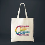 Bolso De Tela Bondad Paz Igualdad Amor Inclusión Esperanza Diver<br><div class="desc">Bondad Paz Igualdad Amor Inclusión Esperanza Diversidad</div>