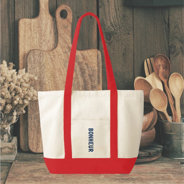 Bolso De Tela Bonheur azul francés y cena a rayas rojas (Subido por el creador)