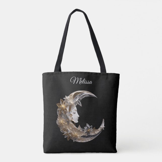 Bolso De Tela Bonita cara en la luna (Reverso)