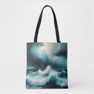 Bolso De Tela Bonita pintura al océano azul