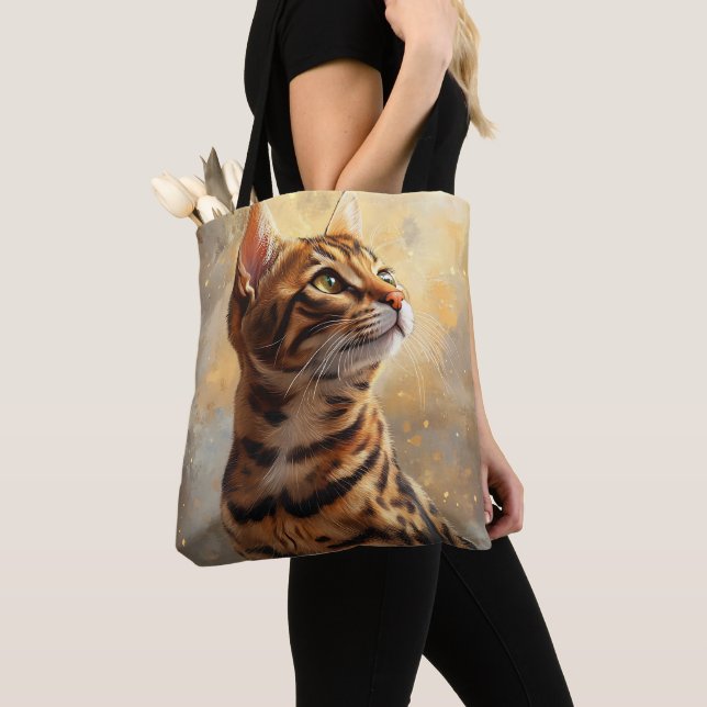 BOLSO DE TELA BONITA PINTURA DE BROWN BENGAL CAT (Detalle)