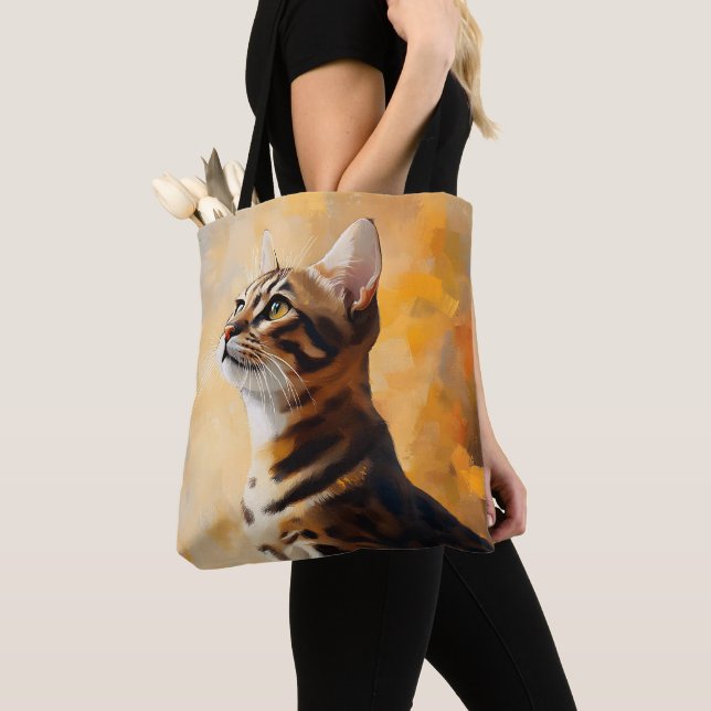 BOLSO DE TELA BONITA PINTURA DE BROWN BENGAL CAT (Detalle)