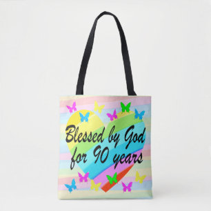 BOLSO DE TELA BONITAS BENDICIONES DE CUMPLEAÑOS 90 TOTE BAG