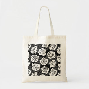 Bolso De Tela Bonitas rosas blancas y negras de época