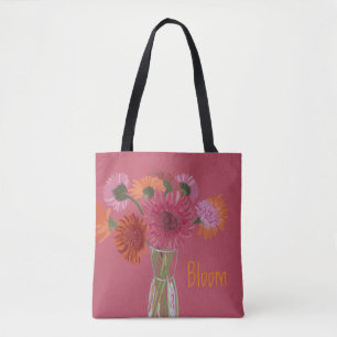 Bolso De Tela Bonito Art GerberaFlor Ilustracion moderno+ Nombre