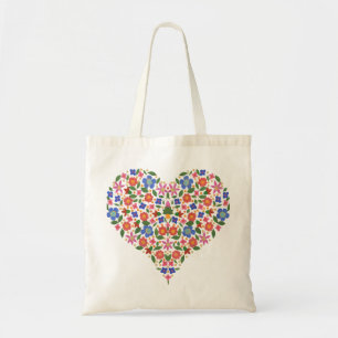 Bolso De Tela Bonito Arte Folclórico Corazón Floral Presupuesto 