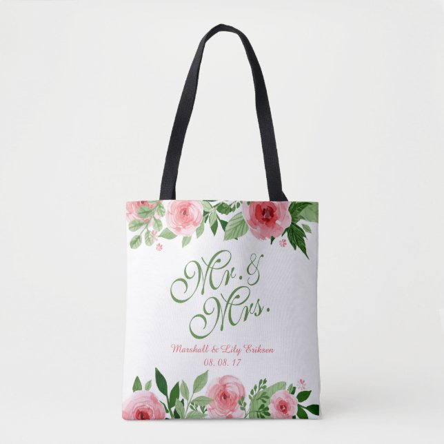 Bolso De Tela Bonito Boda floral personalizado Tote Bag (Anverso)