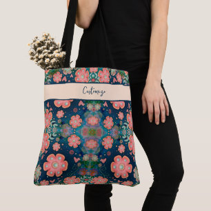 Bolso De Tela Bonito Boho Floral Diversión Personalizado tote de