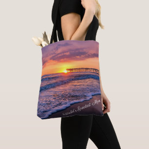 Bolso De Tela Bonito California Beach Pier Sunset