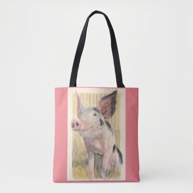 Bolso De Tela Bonito Cerdito Tote Bag (Anverso)
