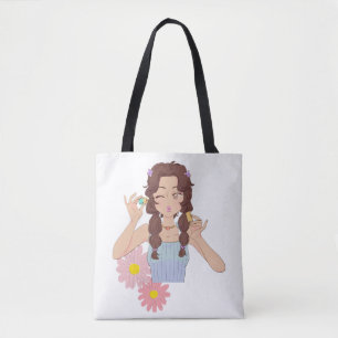 Bolso De Tela Bonito Chica Estética   Ilustracion de maquillaje 