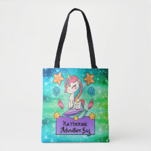 Bolso De Tela Bonito Cute Unicornio con tema del océano azul