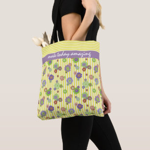 Bolso De Tela Bonito Daisy Floral Patrón amarillo personalizado