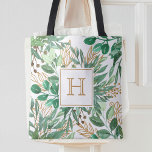 Bolso De Tela Bonito de color de agua de la hoja de verdor botán<br><div class="desc">Hermosos arreglos de follaje de color agua hechos a mano con la bolsa de la bolsa con su monograma personalizado.</div>