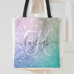 Bolso De Tela Bonito del Hológrafo Purpurina glamuroso Personali<br><div class="desc">Personalice fácilmente este elegante y colorido patrón de purpurina bokeh con su nombre personalizado y/o monograma.</div>