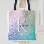 Bolso De Tela Bonito del Hológrafo Purpurina glamuroso Personali<br><div class="desc">Personalice fácilmente este elegante y colorido patrón de purpurina bokeh con su nombre personalizado y/o monograma.</div>