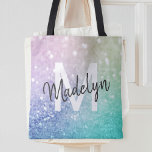 Bolso De Tela Bonito del Hológrafo Purpurina glamuroso Personali<br><div class="desc">Personalice fácilmente este elegante y colorido patrón de purpurina bokeh con su nombre personalizado y/o monograma.</div>