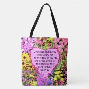 BOLSO DE TELA BONITO DISEÑO FLORAL PSALM 23