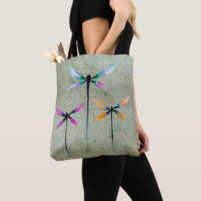 Bolso De Tela Bonito dragonflies ilustracion acuarela (Detalle)