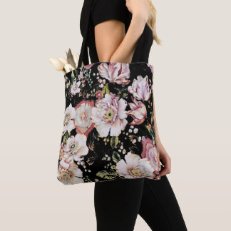 Bolso De Tela bonito elegante giratoria moda rosa negro floral