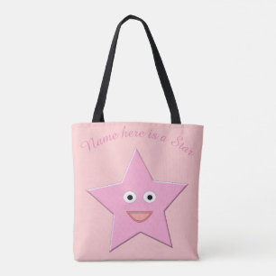 Bolso De Tela Bonito Estrella Rosa Personalizado Tote Bag