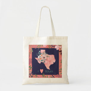 Bolso De Tela Bonito Floral I Love Texas State Map