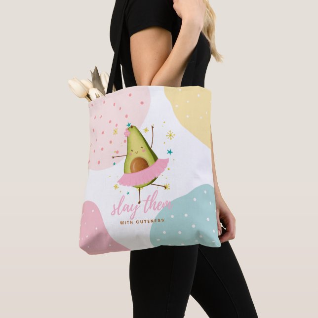 Bolso De Tela Bonito Girly Kawaii Aguacate Ballerina Los Slave (Detalle)