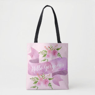 Bolso De Tela Bonito Girly Moda Floral Rubor Rosa Hola preciosa