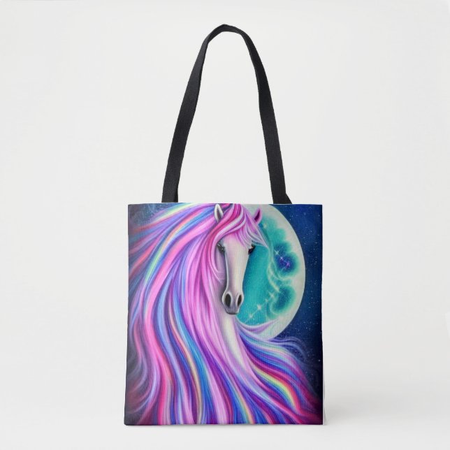 Bolso De Tela Bonito gráfico de Unicornios de flujo completo (Anverso)