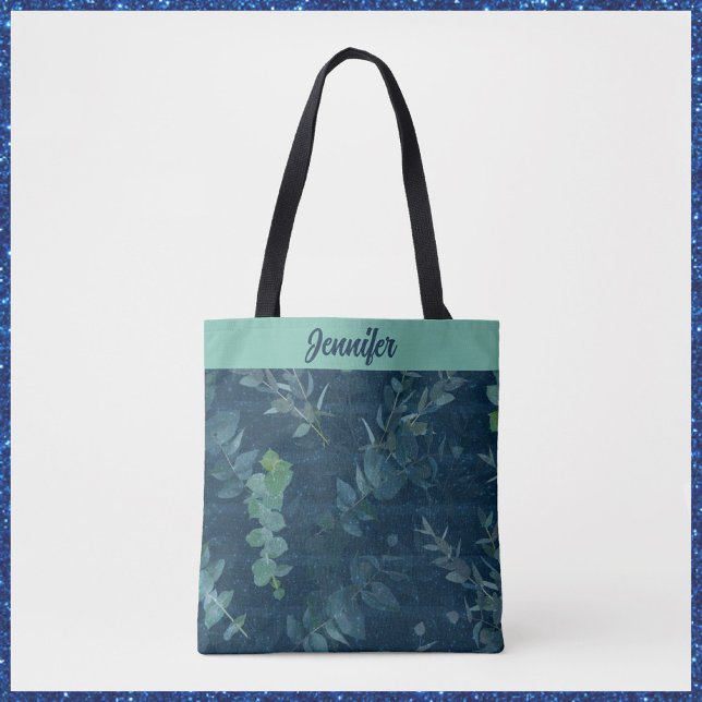 Bolso De Tela Bonito Hojas azules y verdes Verde azuladas (Subido por el creador)