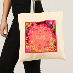 Bolso De Tela Bonito Inespiritualidad Floral Rosa Tote Bag