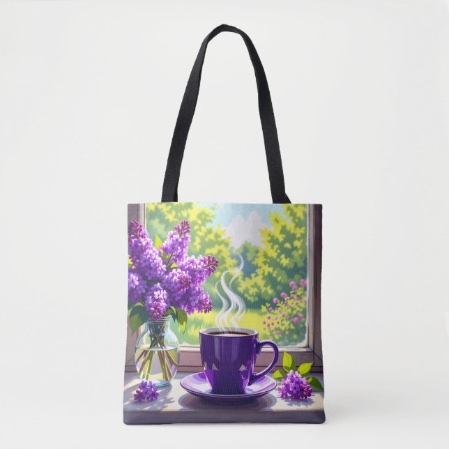 Bolso De Tela Bonito Lilacs púrpura y café (Anverso)