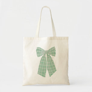 Bolso De Tela Bonito moderna Green Gingham Romántica Coquette Bo