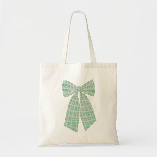 Bolso De Tela Bonito moderna Green Gingham Romántica Coquette Bo (Frente)