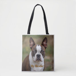 Bolso De Tela Bonito "My Bestie" Boston Terrier personalizado