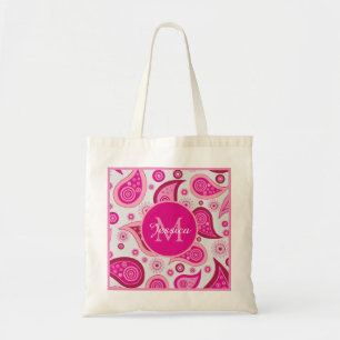 Bolso De Tela Bonito Paisley Rosa Personalizado