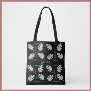 Bolso De Tela Bonito Palm & Branch Sage Verde y Rosa Polvoriento
