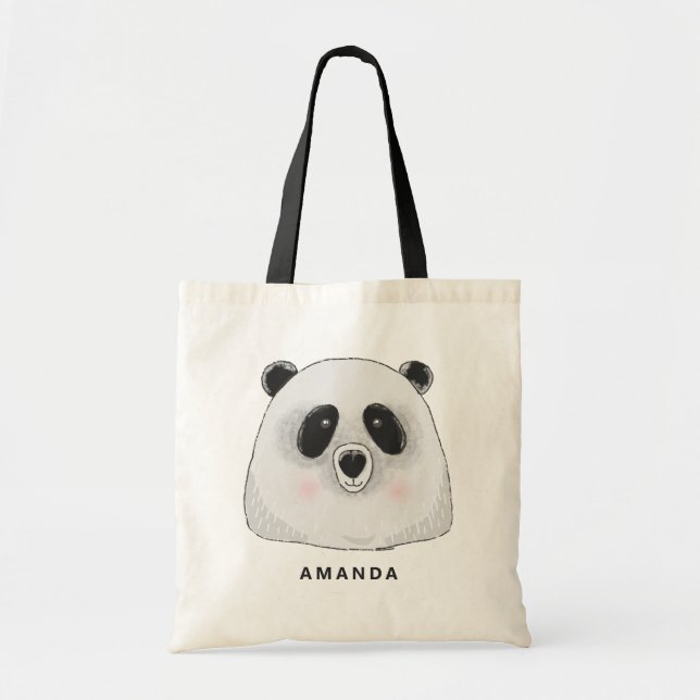 Bolso De Tela Bonito panda gracioso. Niños modernos con oso pers (Frente)