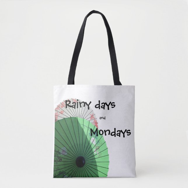 Bolso De Tela Bonito Pastel verde parasol con cita (Anverso)
