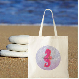 Bolso De Tela Bonito Pequeño caballito de mar rosado