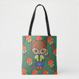 Bolso De Tela Bonito Personalizado Fox Chica con un vestido a ra