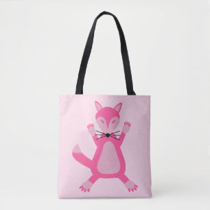 Bolso De Tela Bonito Pink Baby Girl Fox impresión de doble cara