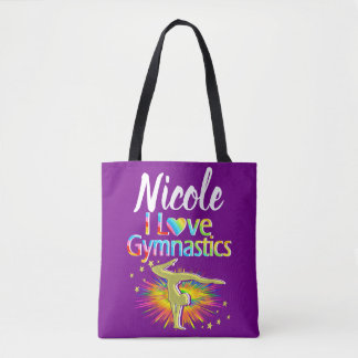 BOLSO DE TELA BONITO PÚRPURA ME ENCANTA EL DISEÑO DE GIMNASTICAS