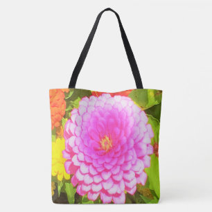 Bolso De Tela Bonito redonda de zinnia rosa en el jardín de vera