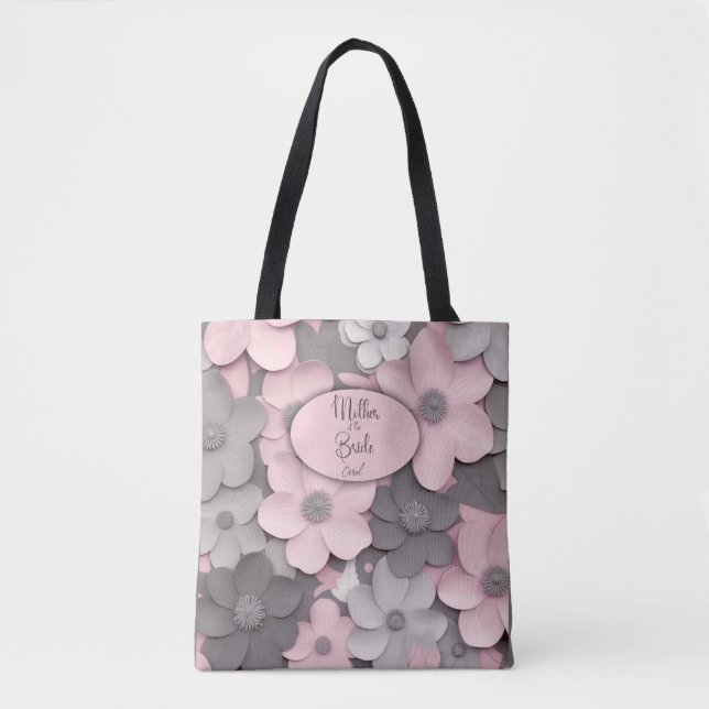 Bolso De Tela Bonito rosa-gris 3D cachorros Madre de la novia (Anverso)