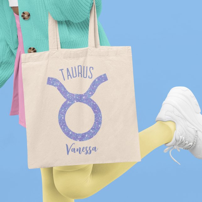 Bolso De Tela Bonito Taurus Astrología Rótulo Purple Personaliza (Subido por el creador)